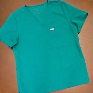 FIGS Women's L Jade Green V-Neck Scrub Top